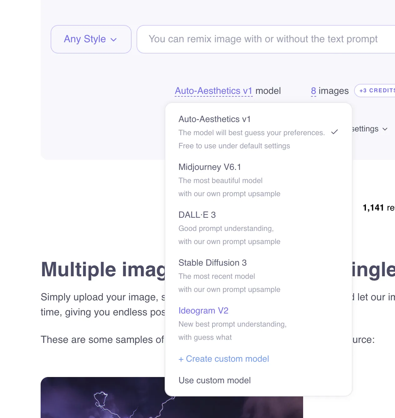 Selecting Idiogram v2 model and Any style