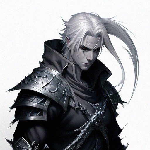 Fetchling Pathfinder fetchling male ninja stark white hair dark grey skin full ...