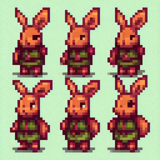 Sprite Sheet Wonder Rabbit RPG character animated sprite sheet of rabbit | Free AI Art Generator