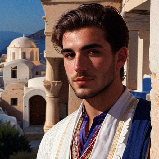 Random Greek Man A 25-year-old handsome Greek man wearing traditional clothes with the ...