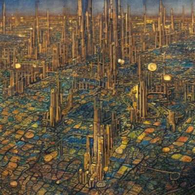 AI Art: Dense Solarpunk City by @eyo1991