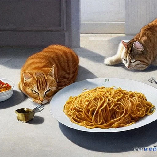 AI Art Generator: Cats eating pasta