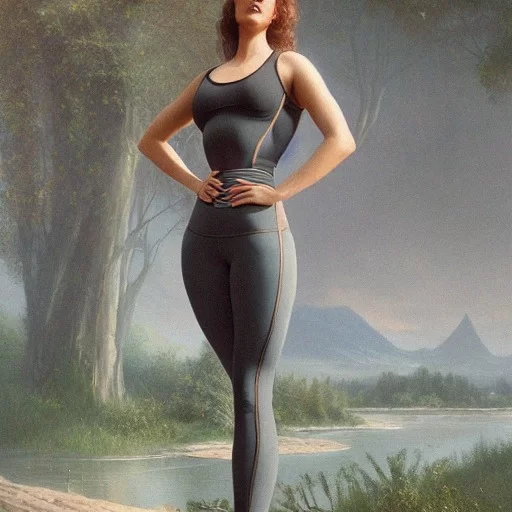 Free Ai Image Generator - High Quality and 100% Unique Images -  —  Tall brunette yoga pants big boobs