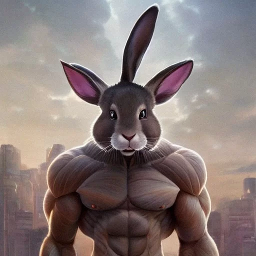 AI Art Generator: Anthroporphic muscular bunny