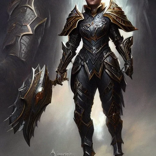 AI Art Generator: Female dark heavy black armor