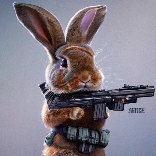 Premium AI Image  Mad rabbit with a gun and a weapons