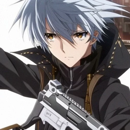 anime boy with machine gun