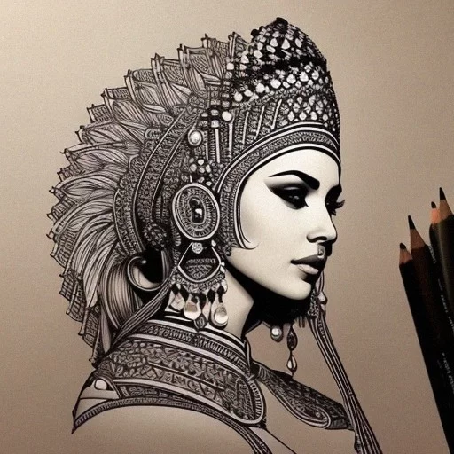 pencil sketch of a indian girl face