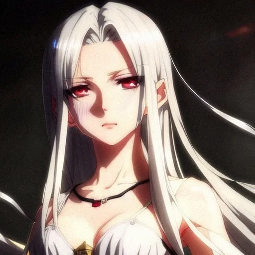 White hair anime girl, vampire, cheeky - AI Photo Generator - starryai
