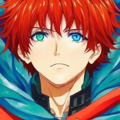 anime boys with red hair and blue eyes