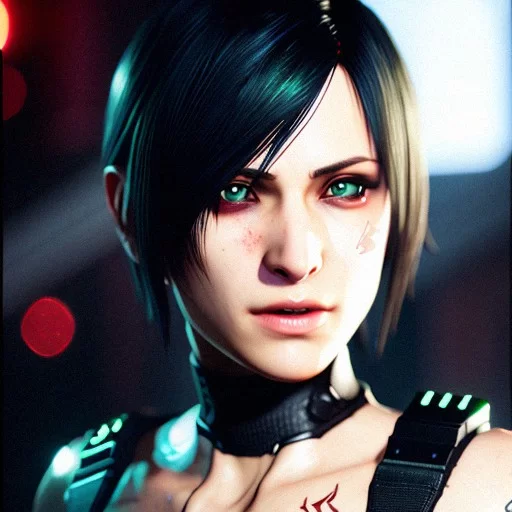 Ai Art Generator: Resident Evil 4 Remake Ada Wong short green hair on ...