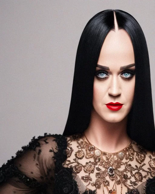 Ai Art Generator: Katy Perry as Morticia Addams, realistic, 4k:1 ...