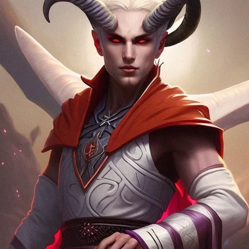 Ai Art Generator: A male tiefling monk, with purple skin, white hair ...