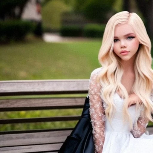 Ai Art Generator Blonde Jordyn Jones Sitting On A Park Bench Anime