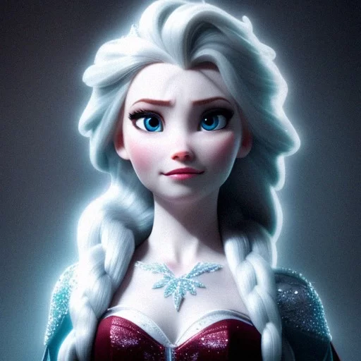 Ai Art Generator: woman as Elsa from Frozen with dark red hair