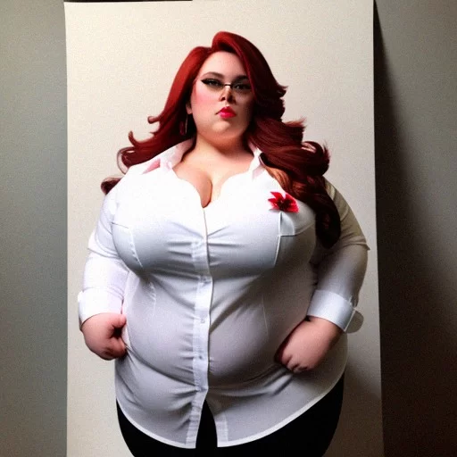 Ai Art Generator Full Body Portrait Fat Fetish Obese Redhead Bbw Feedee Secretary Prominent