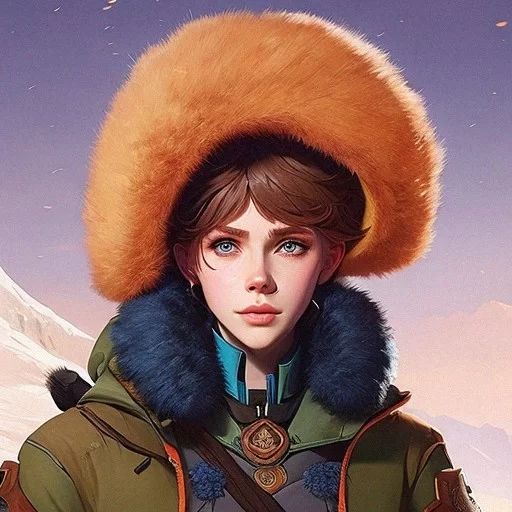Ai Art Generator: Sophia Lillis as 1800s explorer in arctic wearing fur ...