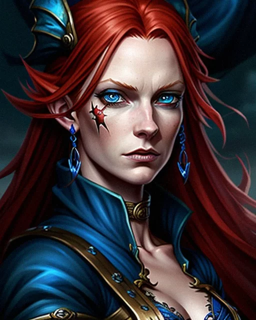 Free Ai Image Generator - High Quality and 100% Unique Images -  —  African-American, thick hips, pirate outfit, small waist, long ginger hair, big  bust, blue eyes, navy blue and light