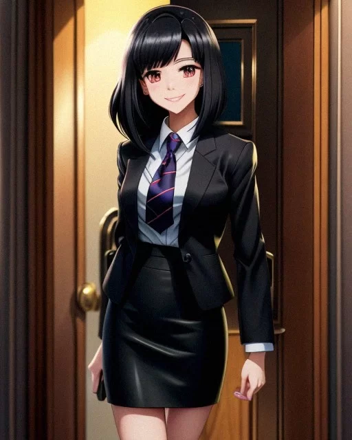 Premium AI Image  Anime girl with long black hair standing on a balcony  railing generative ai