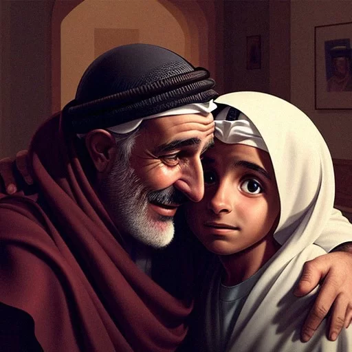 Ai Art Generator Generate An Ai Artwork Depicting A Heartwarming Moment Between A Arab Father 9344