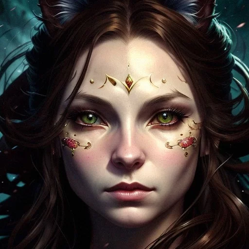 Ai Art Generator: a pretty woman whose face resembles a cat's