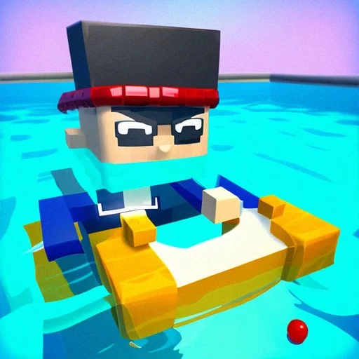 AI Art Generator: Roblox gfx avatar in a pool on a floaty
