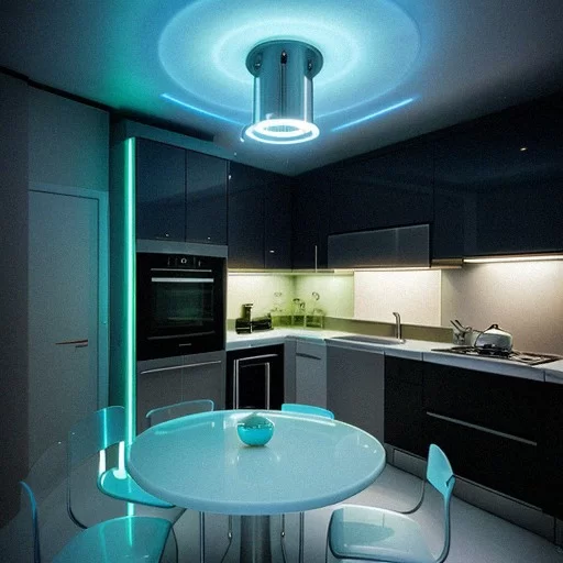 Futuristic luxury apartment kitchen LED lights interior design | photo ...