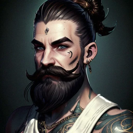 Sailor with Manbun & Mustache Fantasy Art Free AI Art Generator